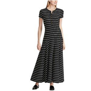 Lauren‎ Ralph Lauren Jersey Stripe Maxidress Maxi Dress M Black White